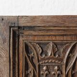 Neo-Gothic Flemish hand carved panel in solid oak, ca. 1850