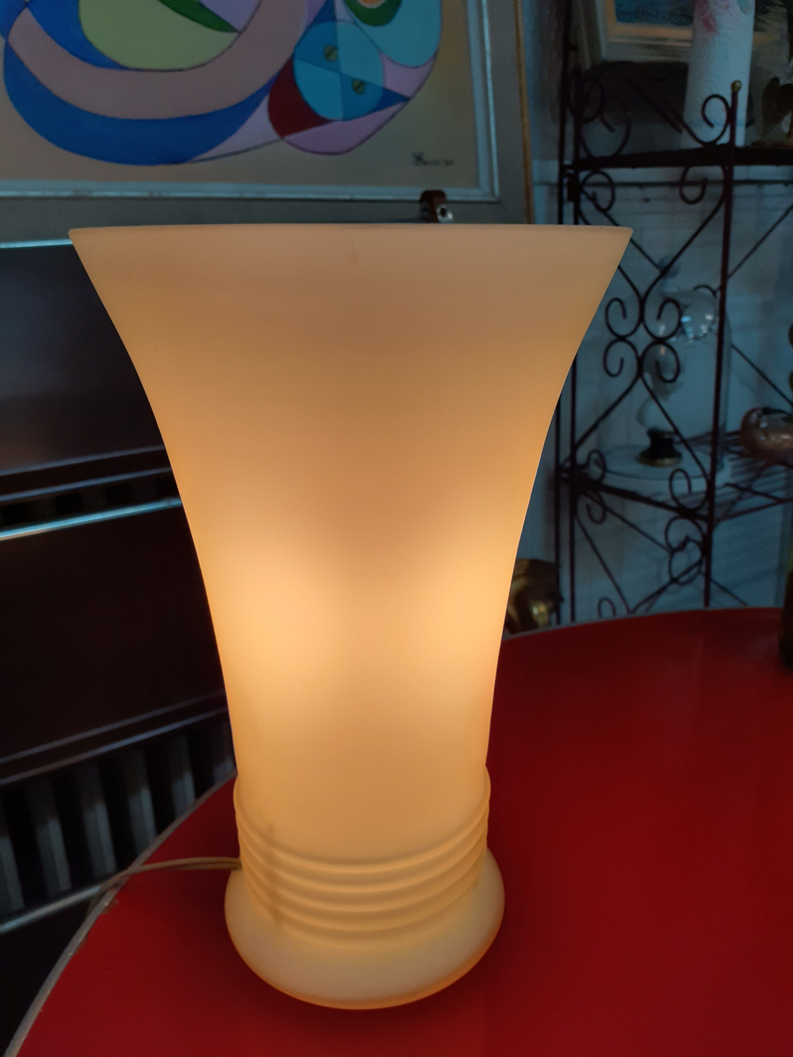 50s yellow opaline lamp