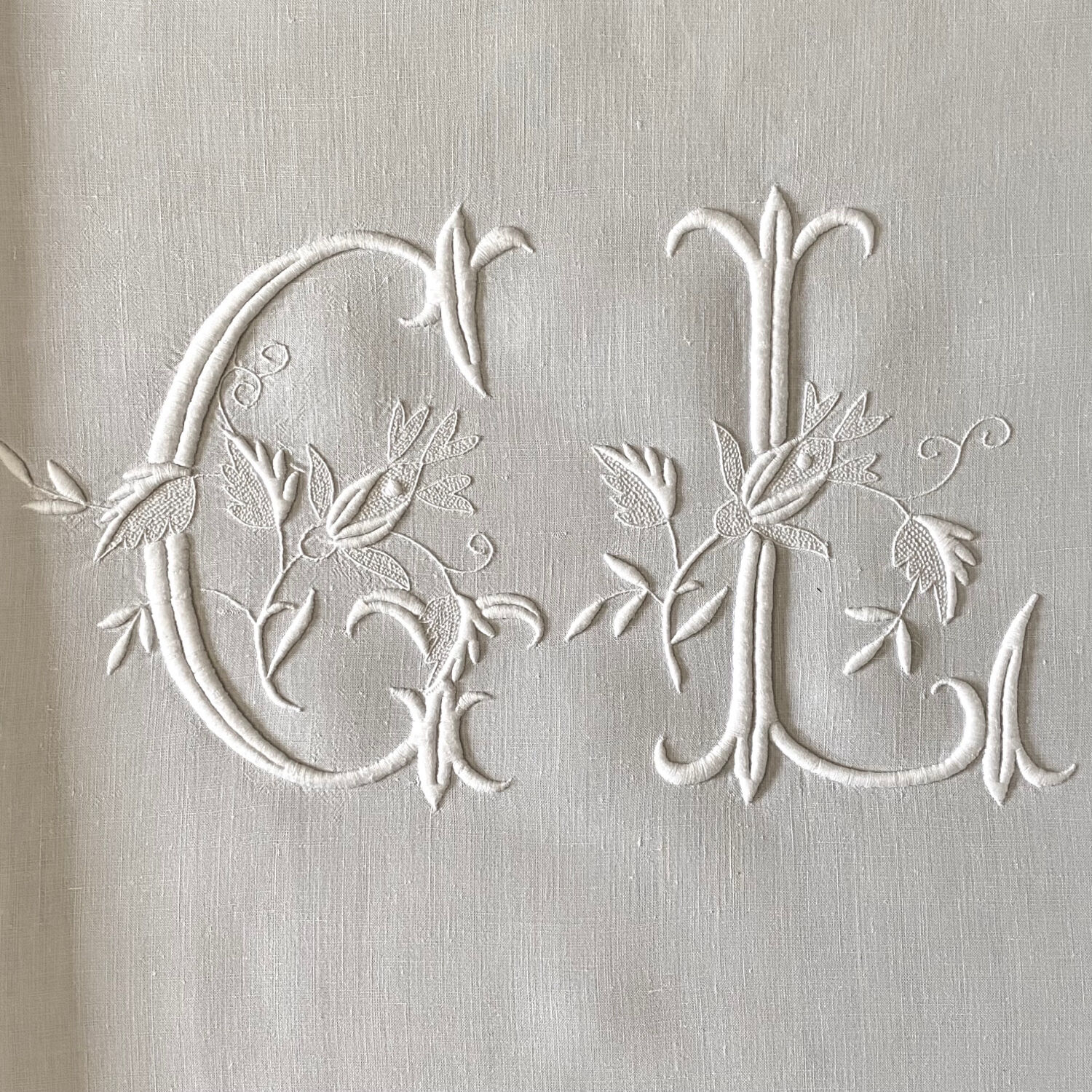 Old embroidered bed linen