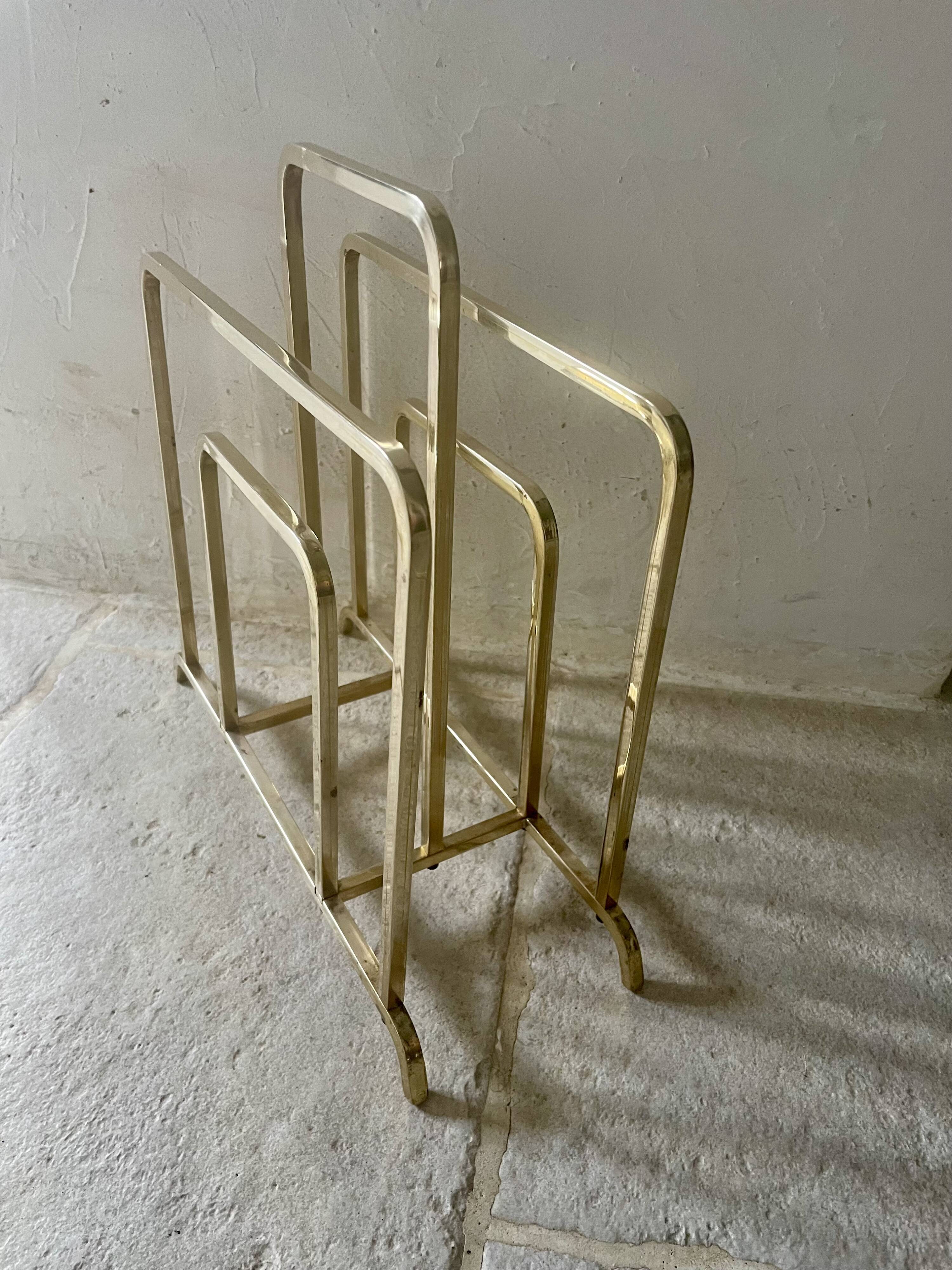 Designer brass magazine rack