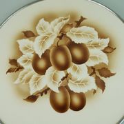 Assiette à gâteau en céramique et métal décor prune art déco