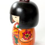 Vintage Japanese kokeshi doll, hand-painted wood