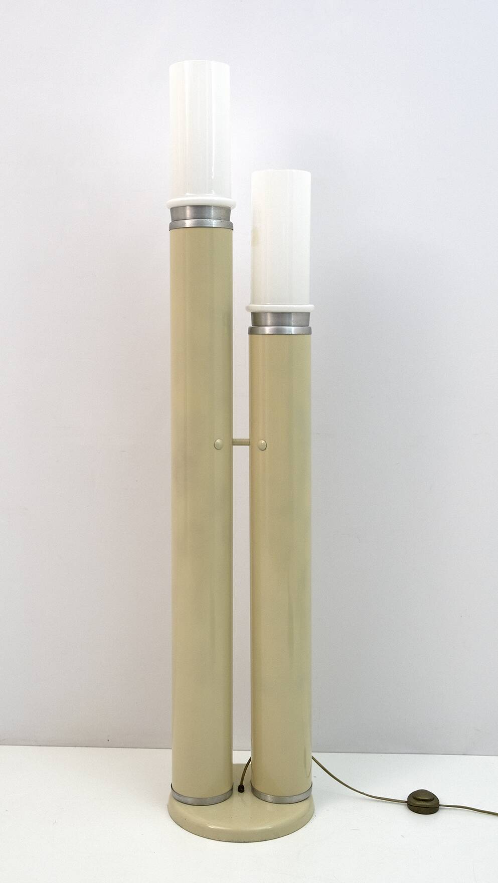 Space Age Opaline Glass and Lacquered Metal Cylinders Floor Lamp, 1970s