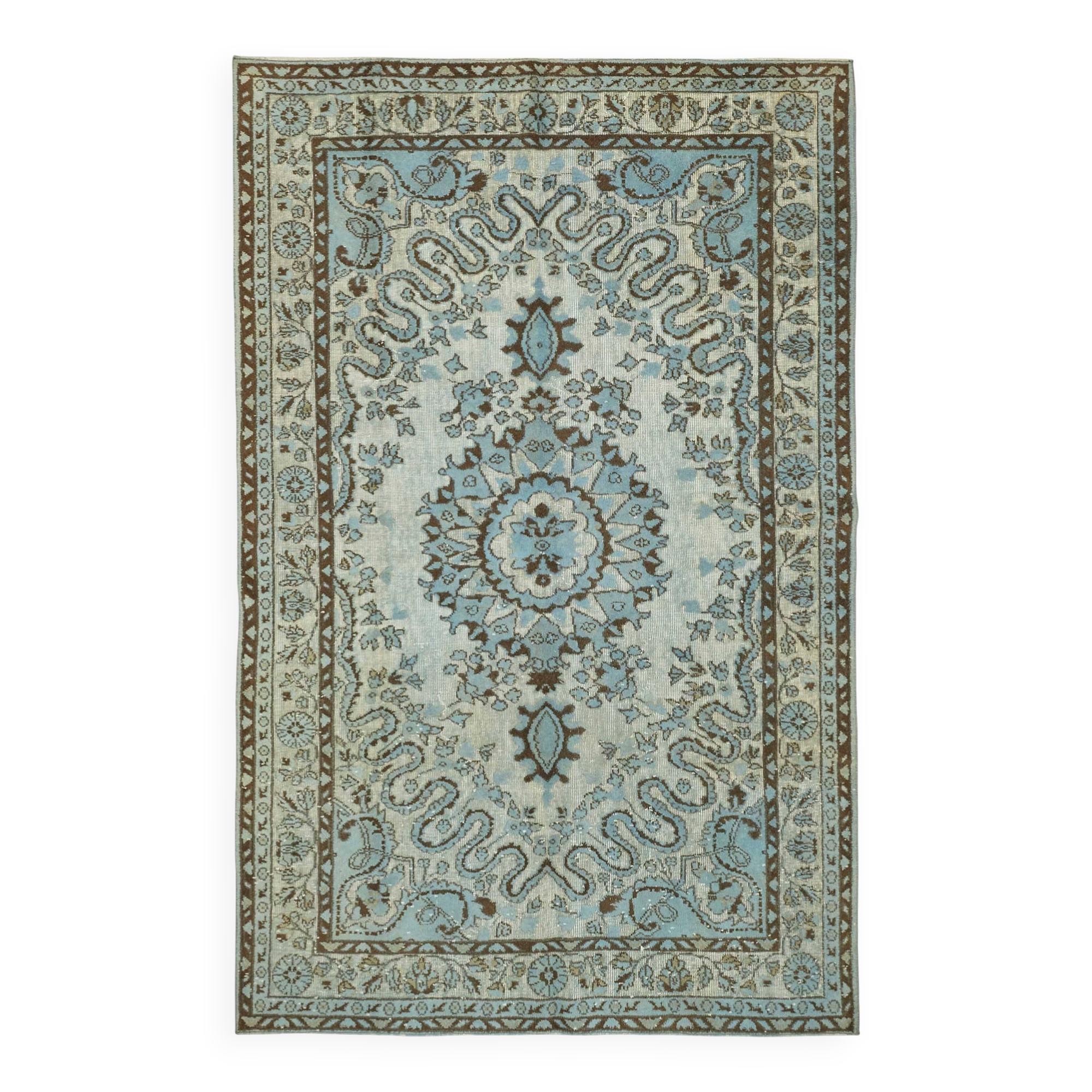 Overdyed Wool Vintage Handmade Carved Rug 170 cm x 297 cm