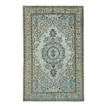 Overdyed Wool Vintage Handmade Carved Rug 170 cm x 297 cm