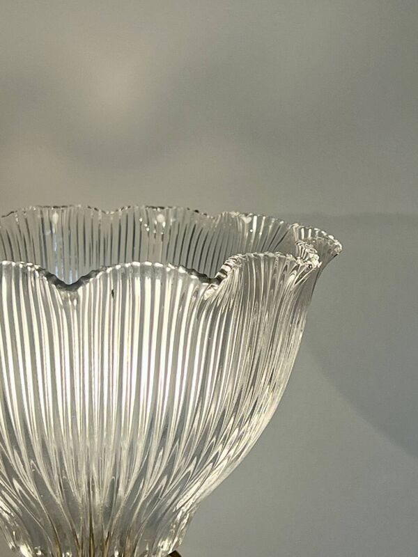 Lampe à poser pied cristal tulipe verre Holophane vintage