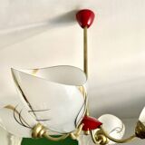 Lustre 4 feux 1960 rouge et or