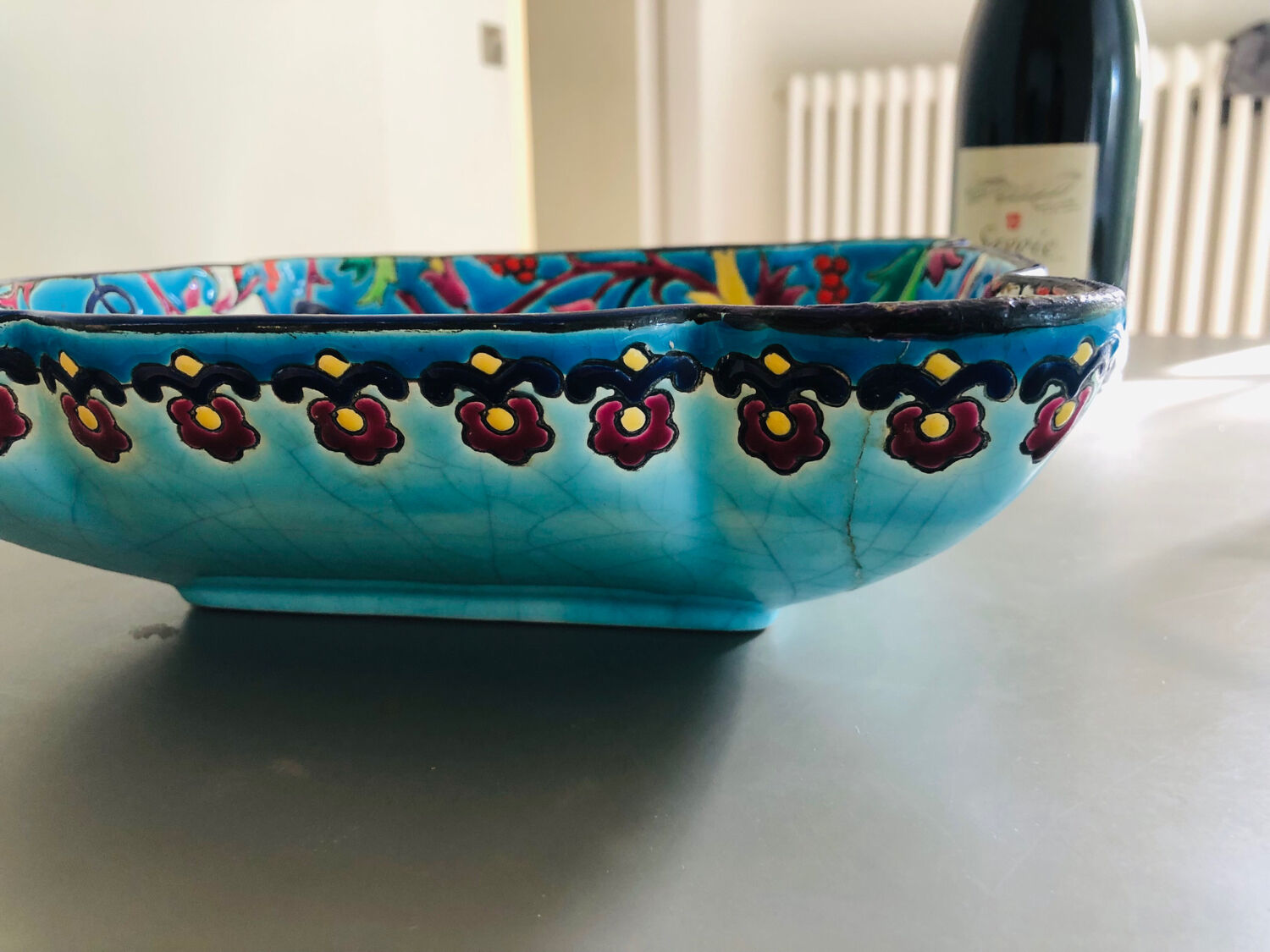 Flat square cut in Longwy enamels