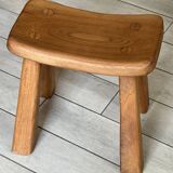 Vintage solid elm stool from the 70s