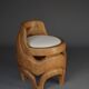 Chaise d'appoint en bois de palmier sculptée et fabriquée à la main, années 1970