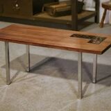 1960s designer coffee table in rosewood and ceramic