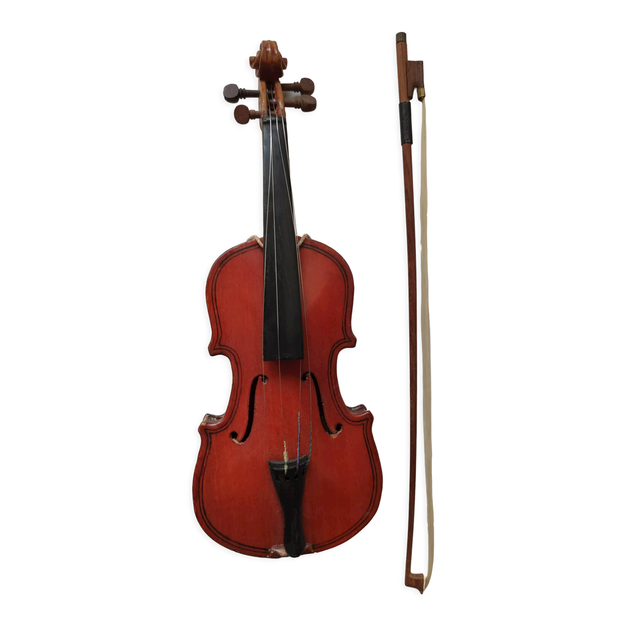 violin and decorative archer in antique varnished wood