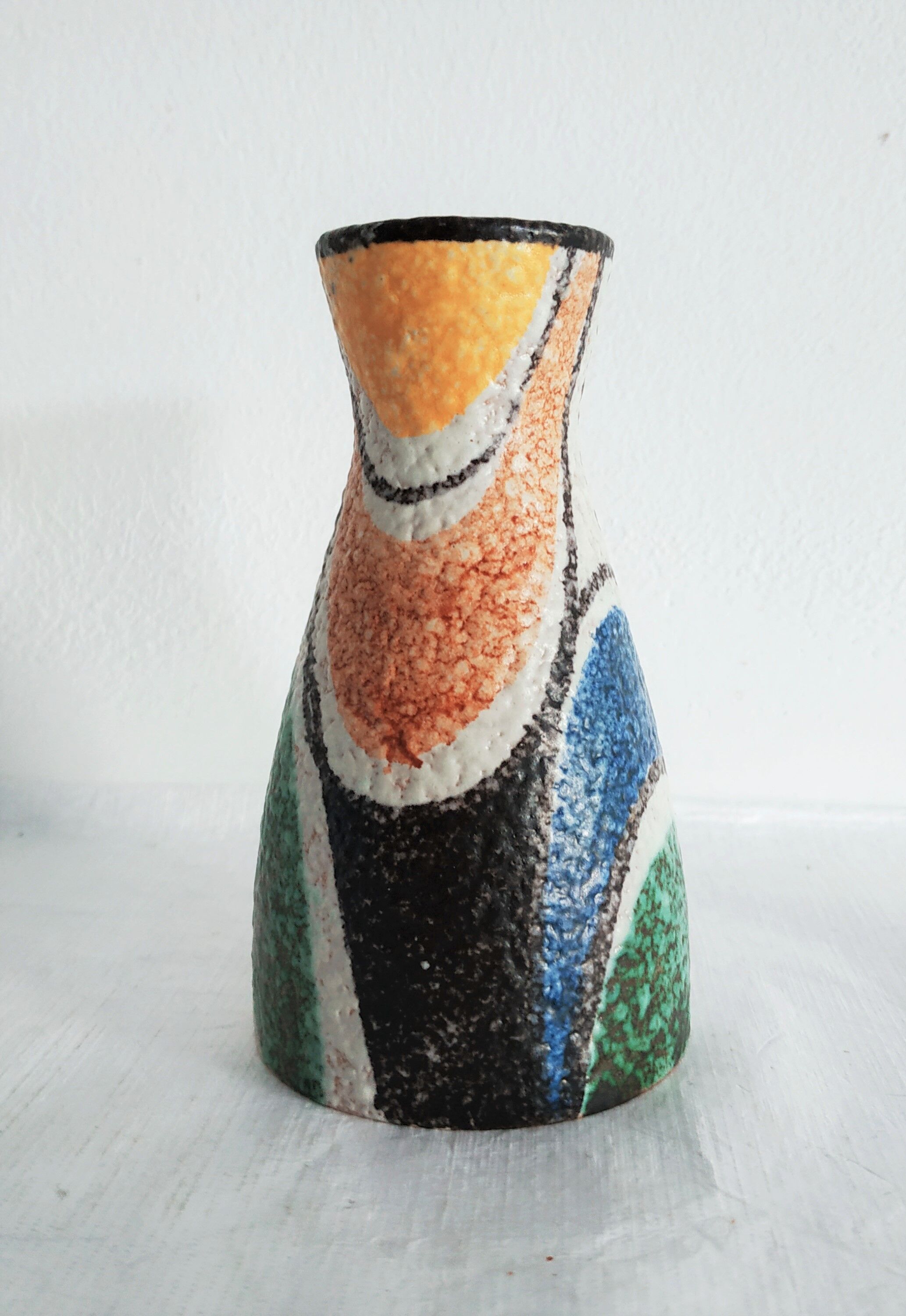 Vase multicolore en céramique allemande