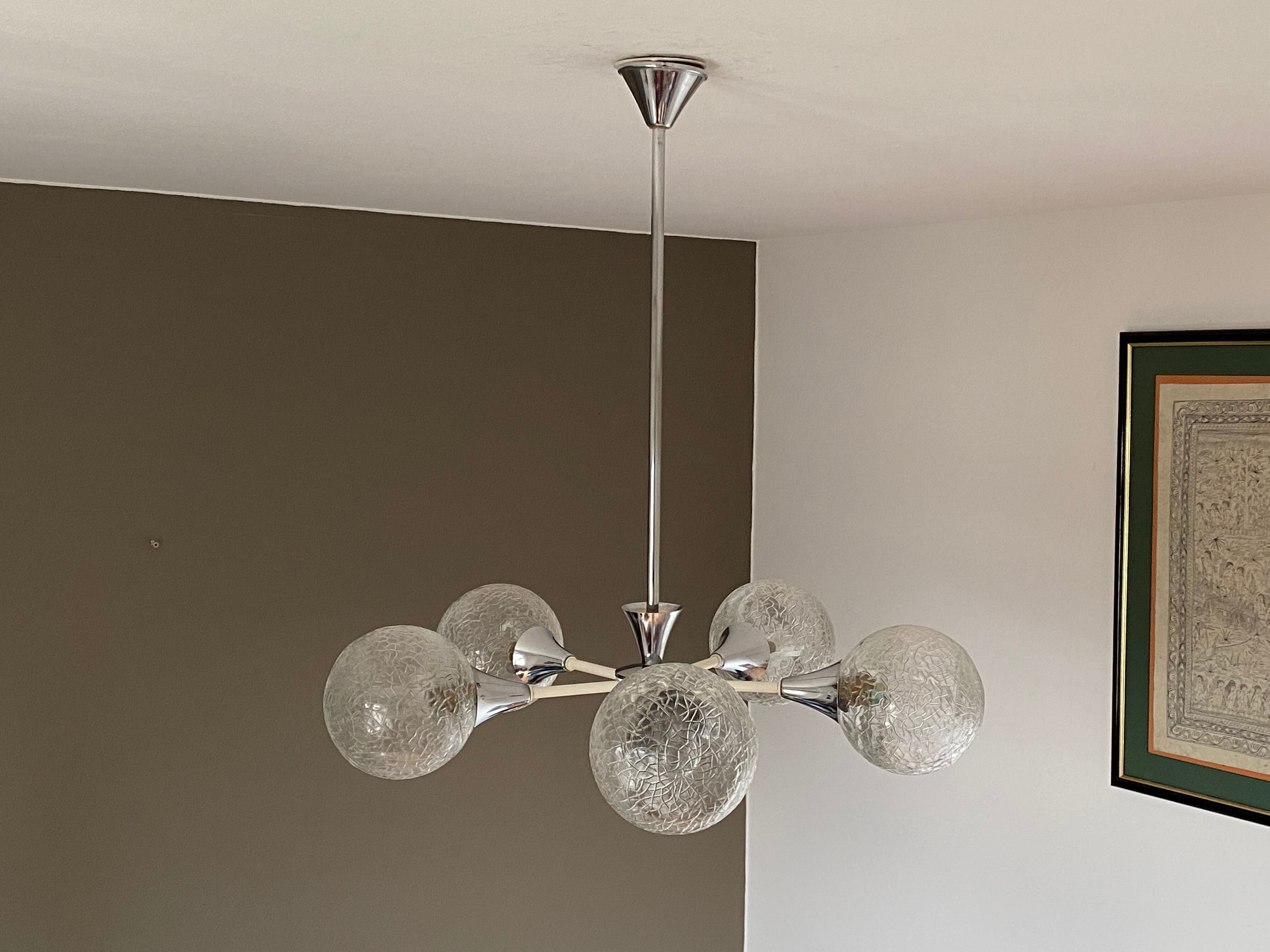 Chandelier "SPUTNIK". 1970. Space age.