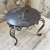 René Drouet coffee table in metal and black marble