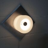 Ceiling light Doria Leuchten 1960, Germany, Alu Opaline + bulb