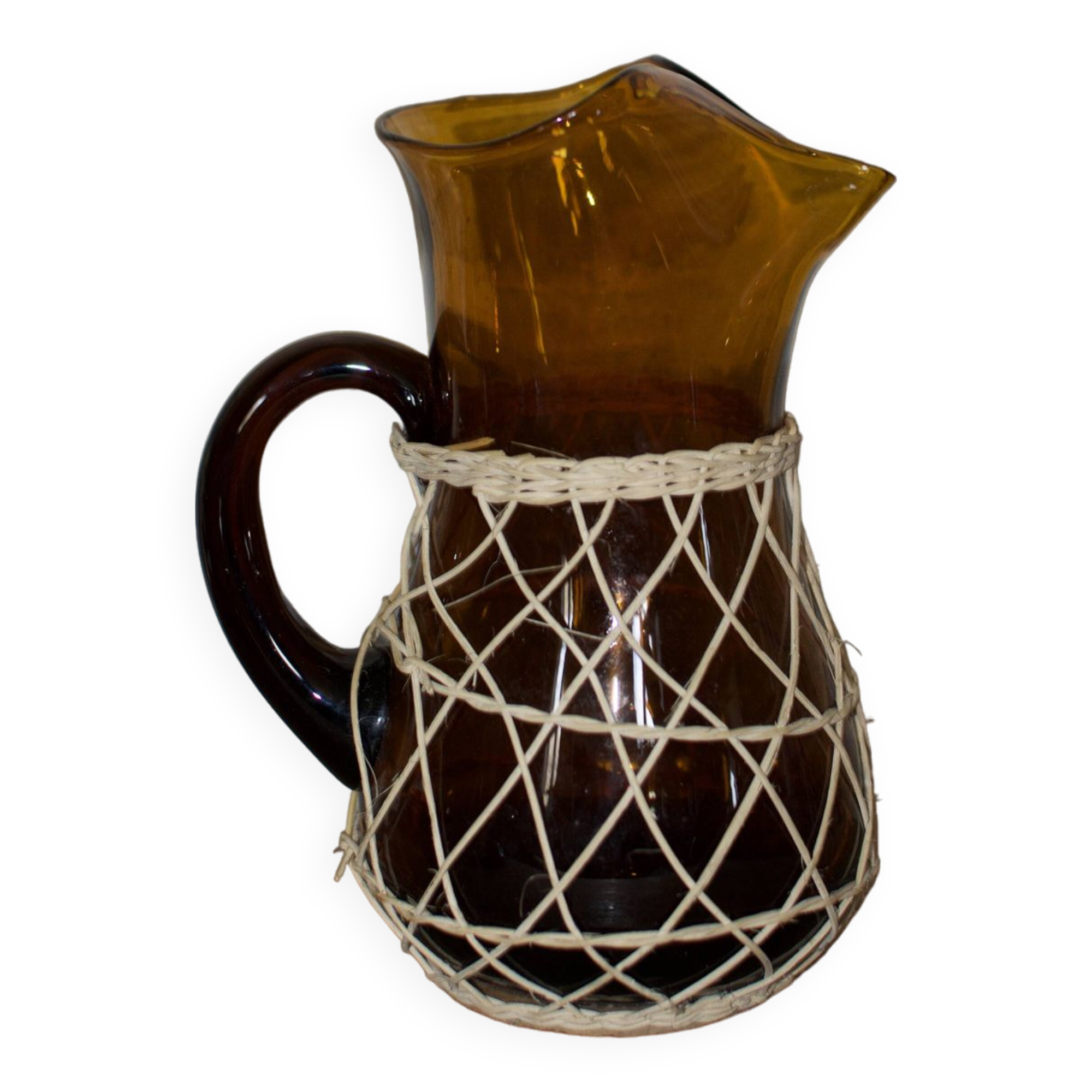 Vintage amber blown glass pitcher