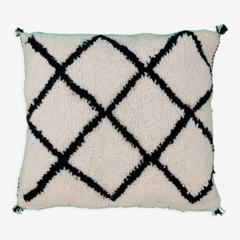 Coussin berbère laine noir et blanc