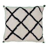 Coussin berbère laine noir et blanc