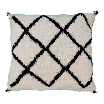 Coussin berbère laine noir et blanc