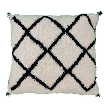 Berber cushion in black and white wool