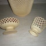 Lot of red and beige Emsa vases, flower spikes, pot cover and a bowl