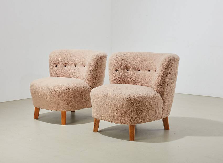 Pair of Swedish Lounge Chairs 1940s