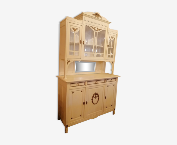 Buffet deux corps vitré style art nouveau
