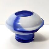 White and Blue Cased Murano Glass Vase "Wave" by Carlo Moretti, Italy