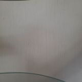 Armoire à barre vintage en forme de cylindre ouvrable, bois, laiton et verre.