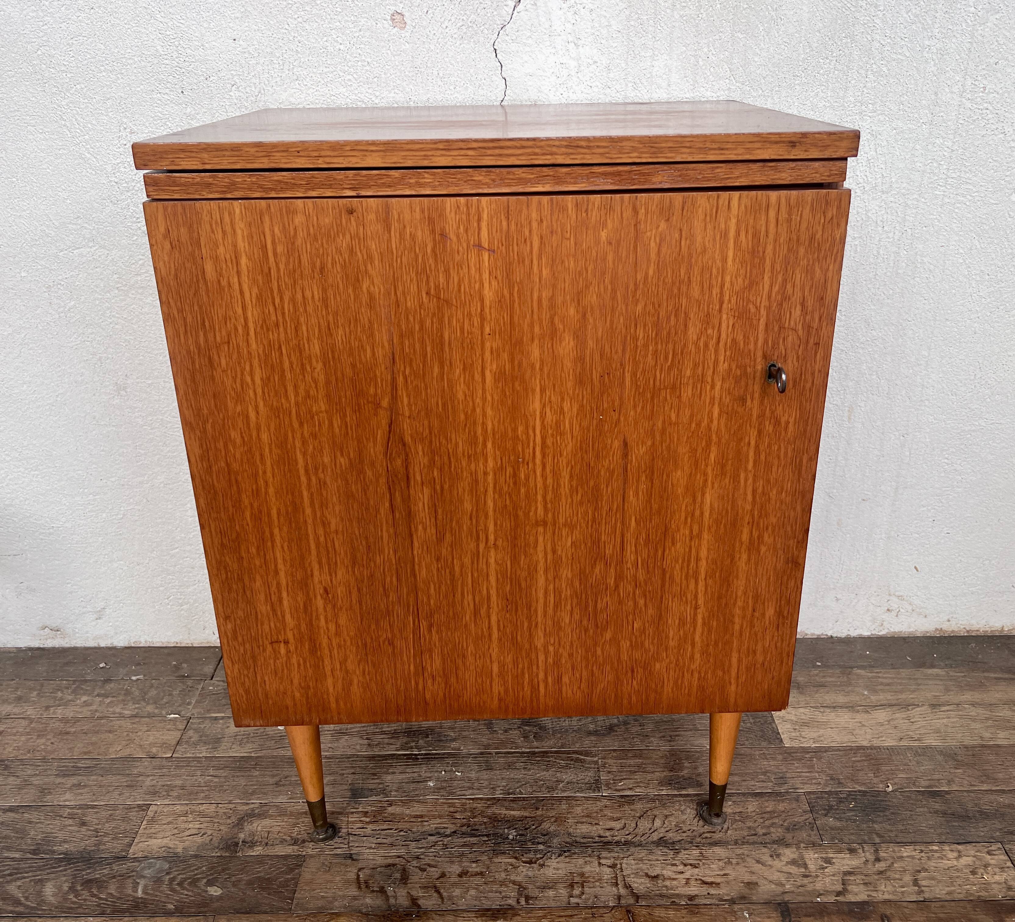 Meuble bar vintage en teck 1960