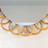 Old vintage oval rattan mirror