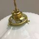 Pair of vintage pendant lights in white opaline and transparent serrated edges