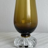 Vase soliflore en verre ambré jaune