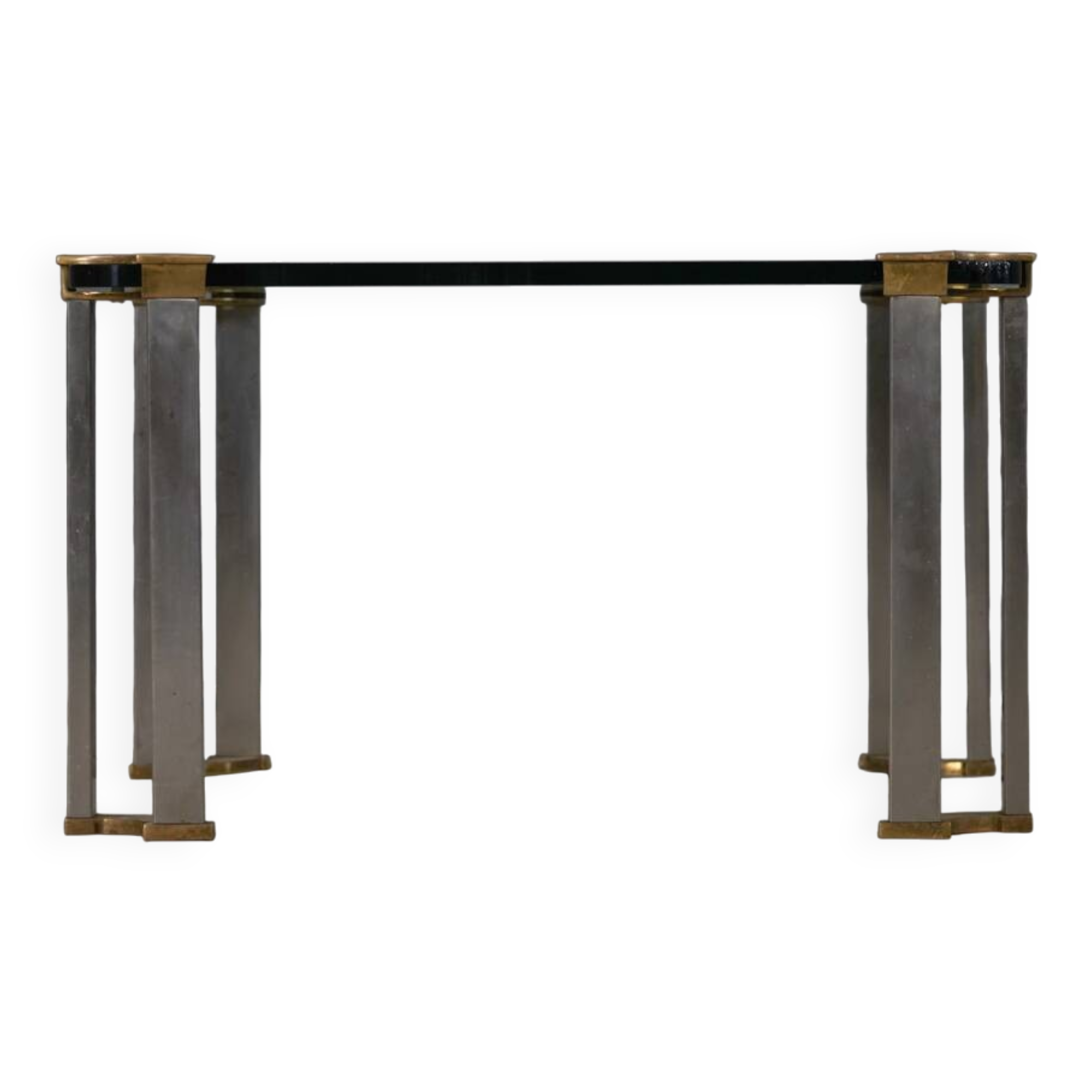 Vintage bronze and glass small coffee table by Peter Ghyczy, Germany 1970s