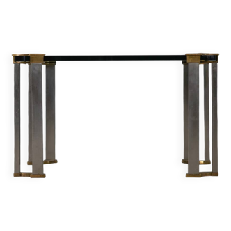 Vintage bronze and glass small coffee table by Peter Ghyczy, Germany 1970s