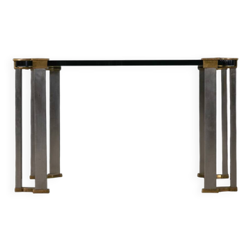 Table basse vintage en bronze et verre par Peter Ghyczy, Allemagne, années 1970.