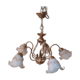 Glossy tulip swan collar chandelier with 5 golden arms