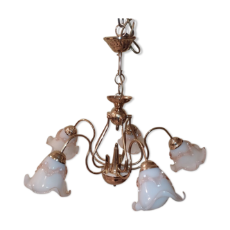 Glossy tulip swan collar chandelier with 5 golden arms