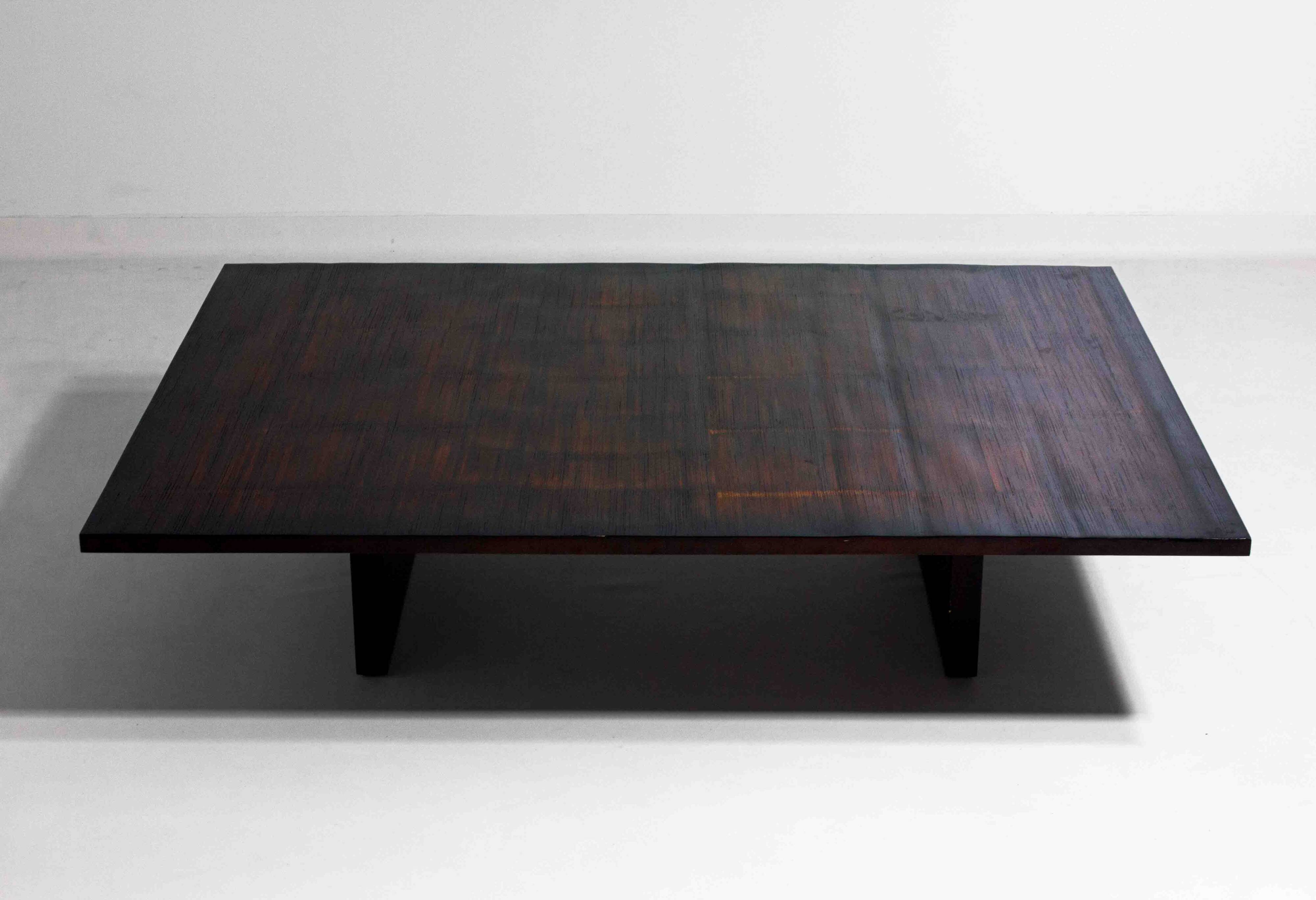 Large bamboo & wengé coffee table by Axel Vervoordt, 1980s
