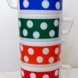 Set of 4 Arcopal polka dot coffee cups
