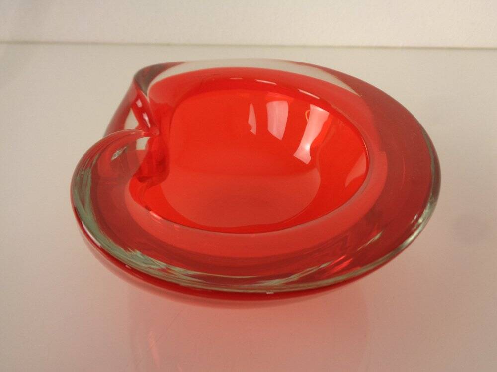 Vintage Italian Red Murano Glass Ashtray, 1960s