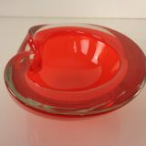 Vintage Italian Red Murano Glass Ashtray, 1960s