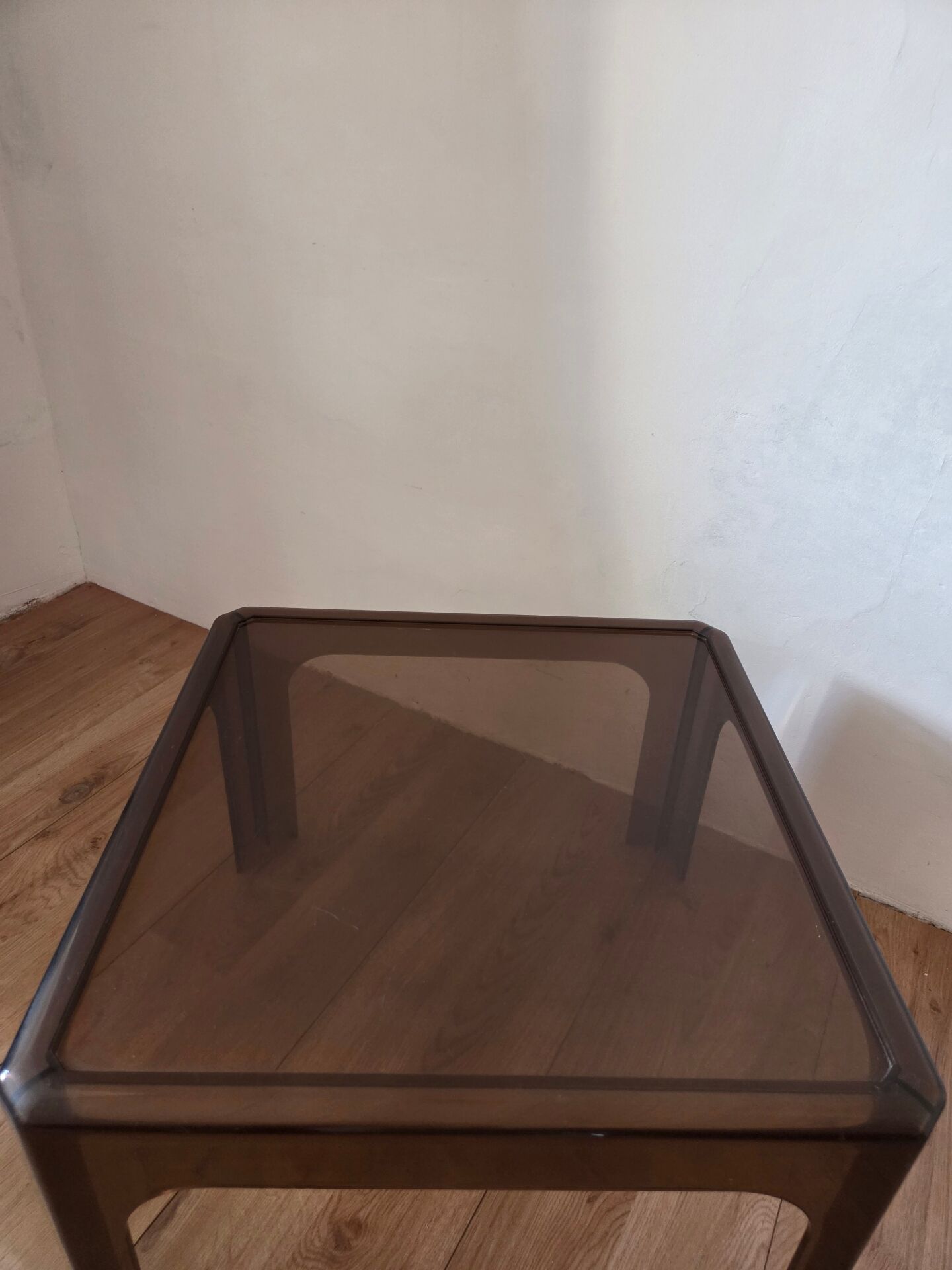 Smoked plexiglass side table, Prisunic