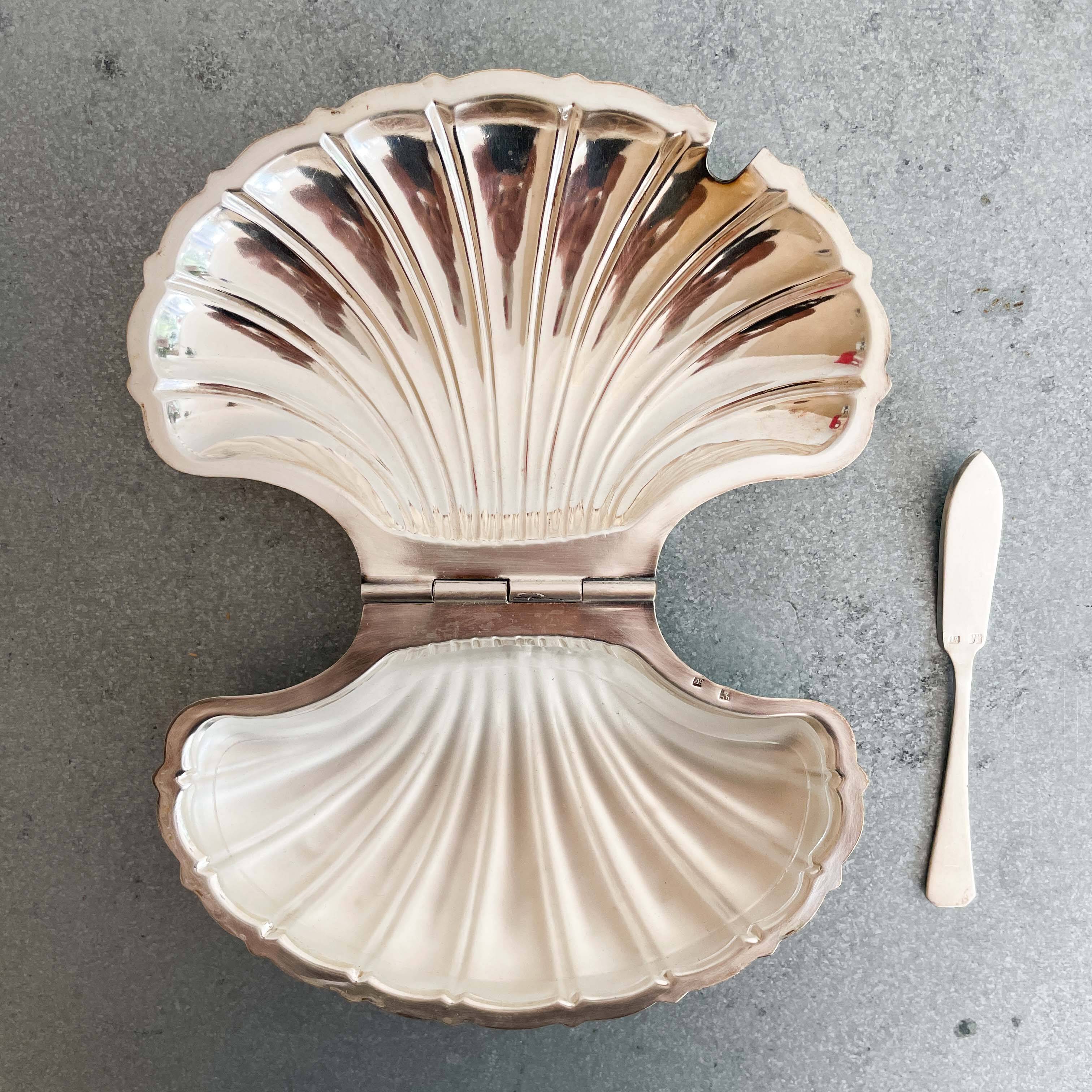 70s chrome metal shell butter dish