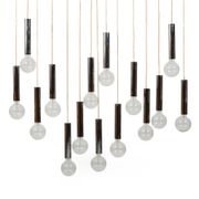 Danish 15 Chromed Spots Chandelier 1960s