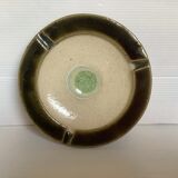 Green khaki beige ceramic ashtray tray.