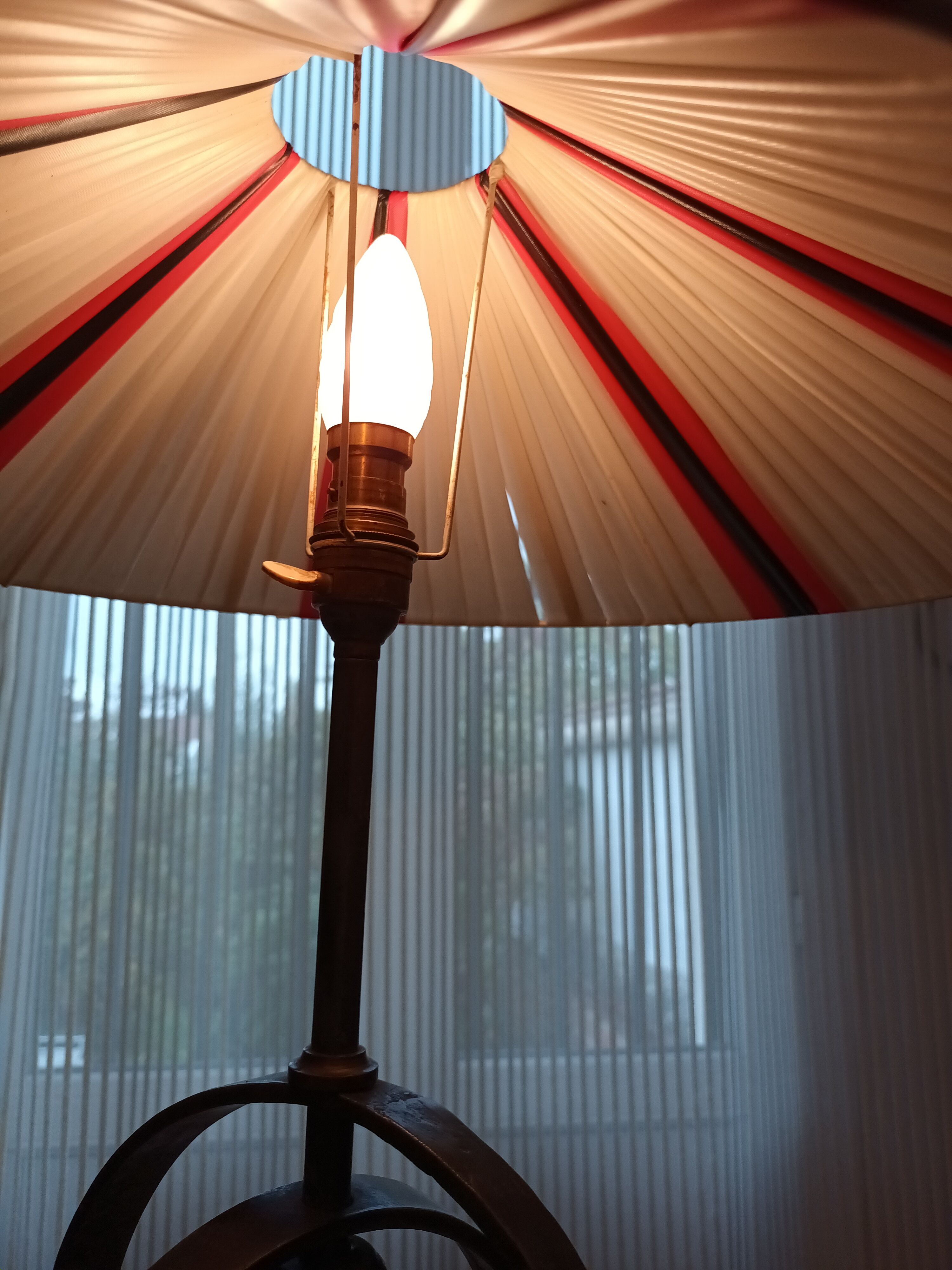 Wrought iron lamp with armillary sphere decorations