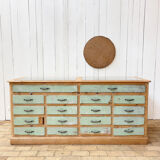 Old wooden display case with drawers, 1950