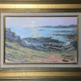 Tableau Felix Davoine Quiberon Rochers Pointe de Goulvars Bretagne + cadre